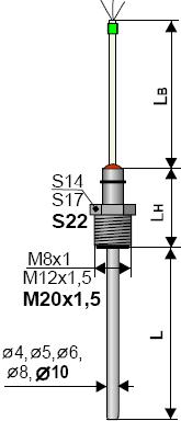 Габаритные размеры термопреобразователя ТСМ-101ФС
