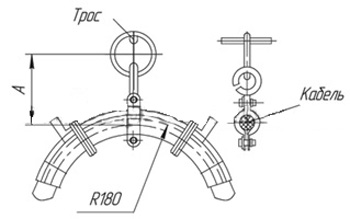 Рис.1. Габаритный чертеж кабельных подвесов ПСК 20-30У1